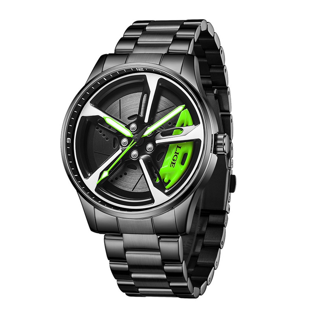 LIGE Men Watch Full Steel Rotating Wheel Wristwatch Fashion Male Business Watch