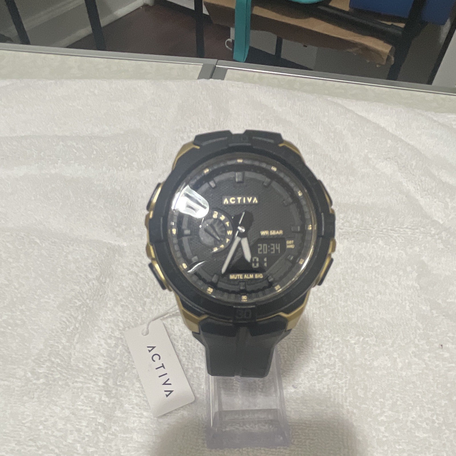 Activa WR Gear Men’s Analog-Digital Quartz 50m Alarm Backlight Black/Gold