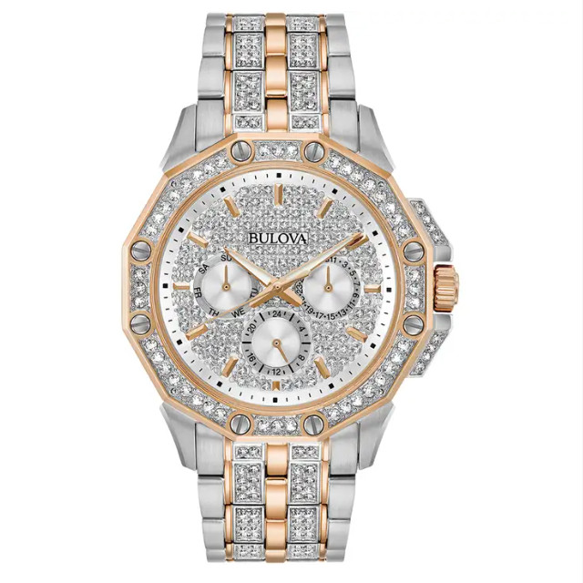 Bulova Octava Men’s Quartz Watch 41.5mm Gold Silver Crystal Two-Tone 98C133