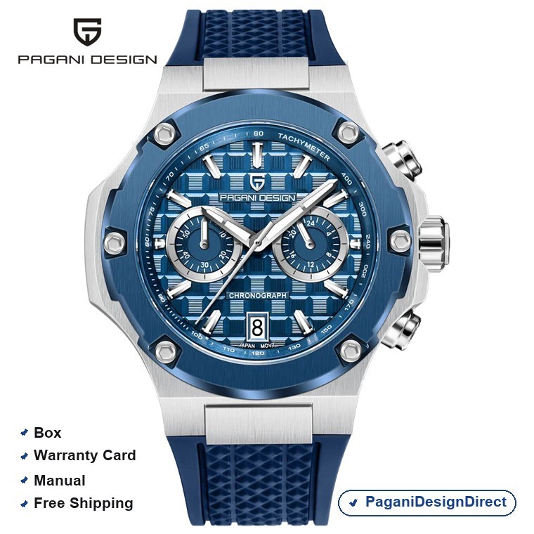 Pagani Design PD-YS032 Silver Blue Chronograph Stainless Steel Men’s Watch