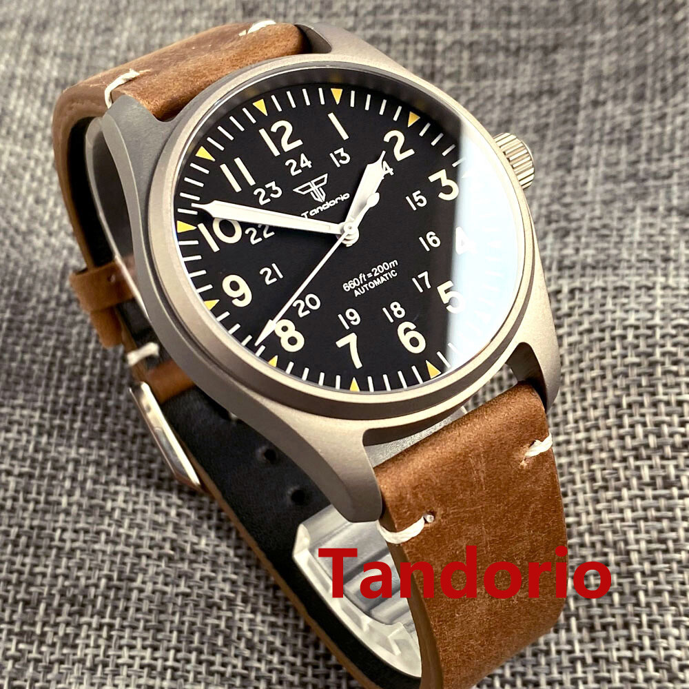 39mm Titanium Pilot Sapphire Glass 20ATM Diver NH35A PT5000 Automatic Men Watch