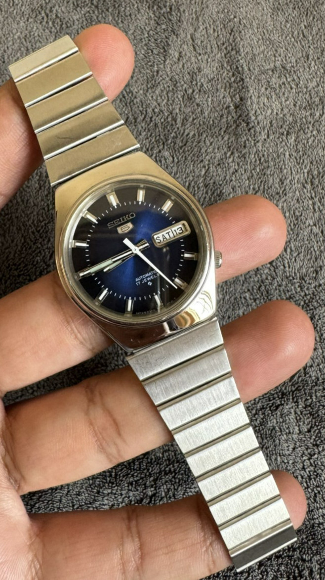 Seiko 5 Automatic 17 Jewels 6309-603BA Blue Dial Day-Date Vintage Japan