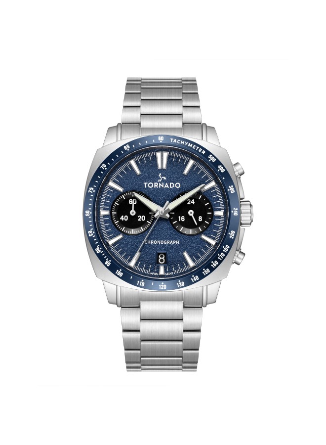 Tornado Men’s Chronograph Watch | Blue Dial, 42mm, 100 m (10 ATM)