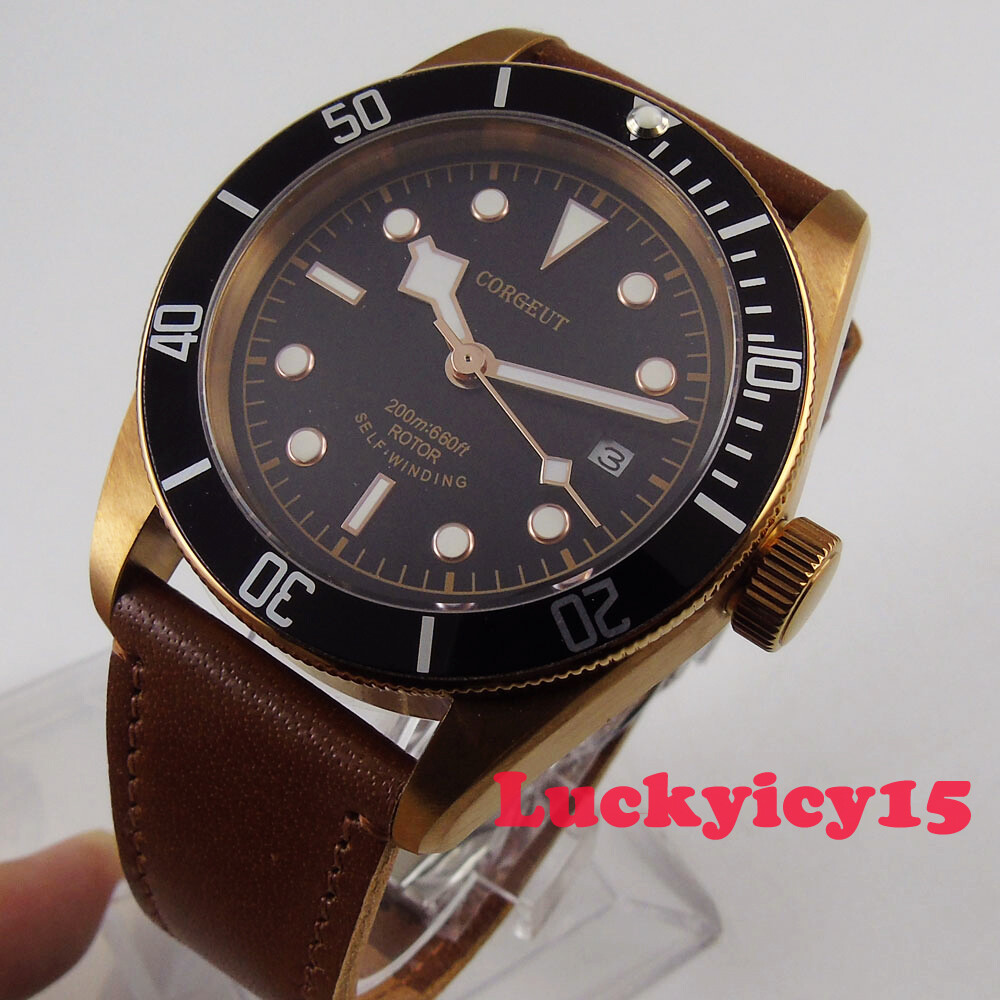 41mm Corgeut Automatic men’s watch Miyota NH35A movement Bronze coated case DATE