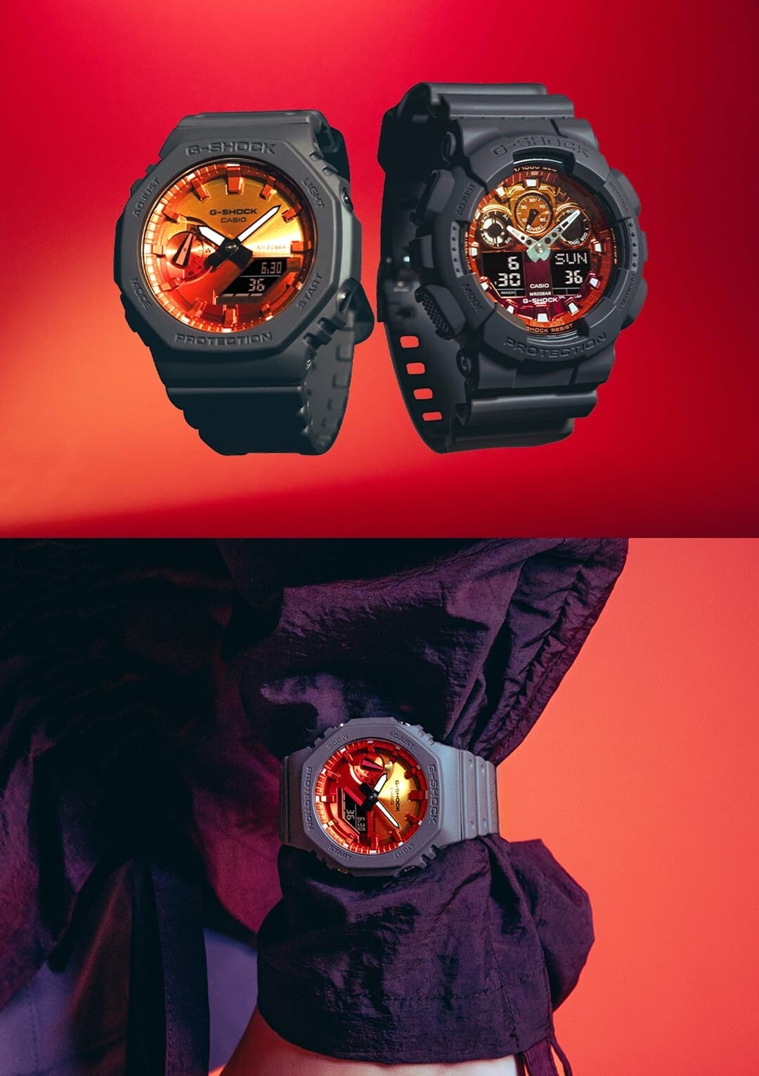 CASIO G-SHOCK Flame inside series GA-2100FL-8AJF For men gray orange