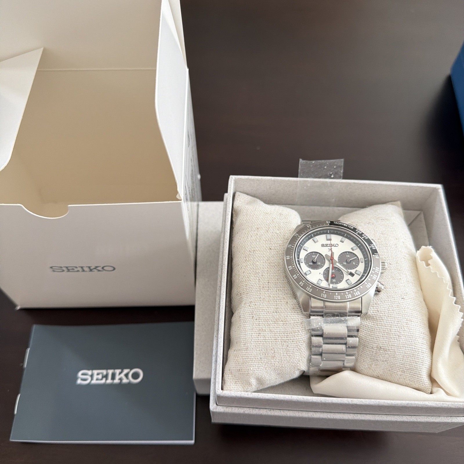 New Seiko Prospex Speedtimer SSC911 Solar Chronograph Panda Dial B&P