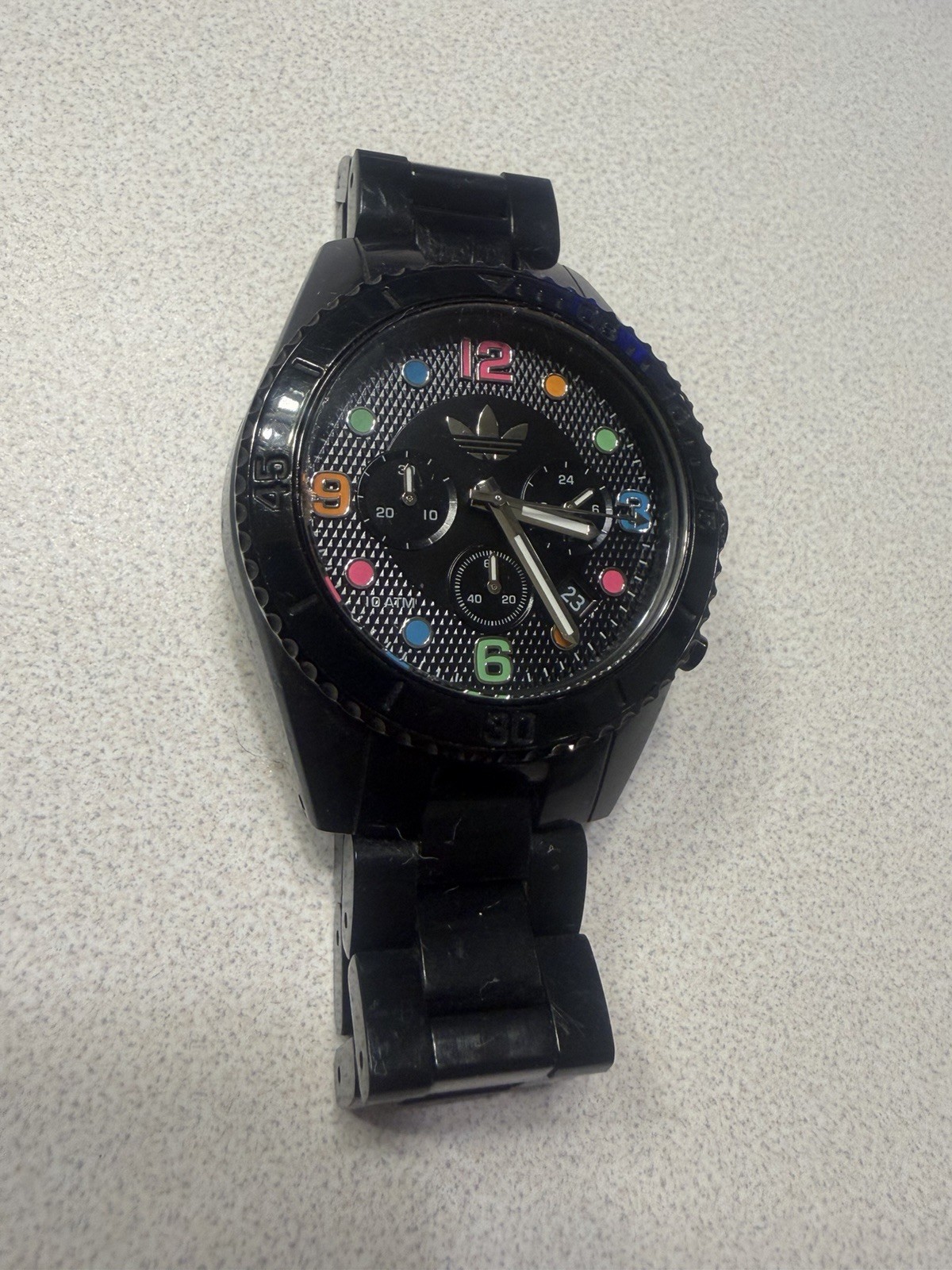 adidas Quartz Chronograph Date Analog Watch 100m 44-47.9mm Black/Multicolor