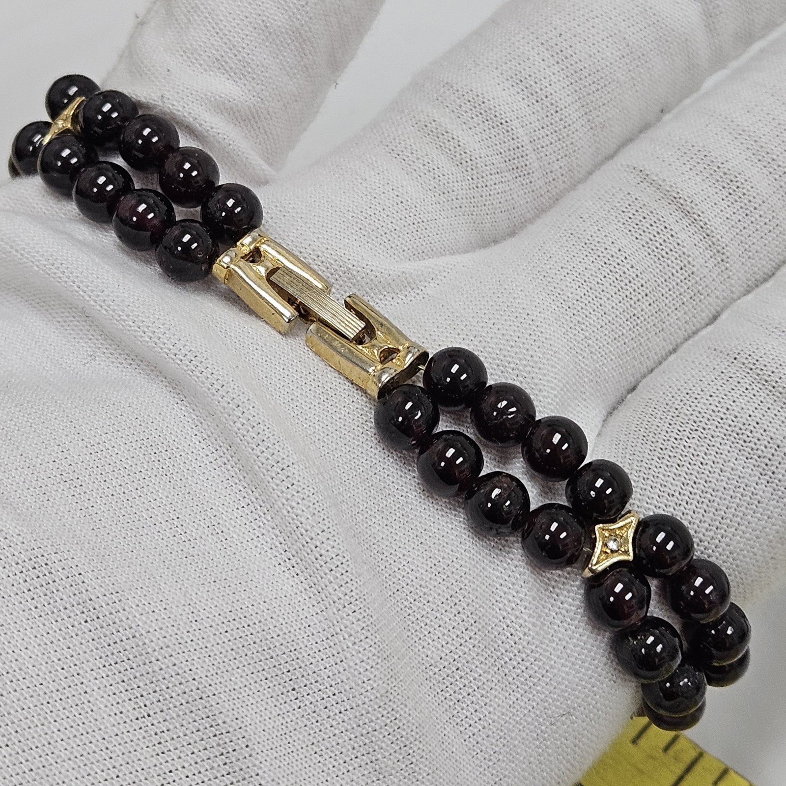 Lucoral Gold Tone Black Beaded Diamond Ladies Cocktail Dress Watch 7 3/4″ Wrist