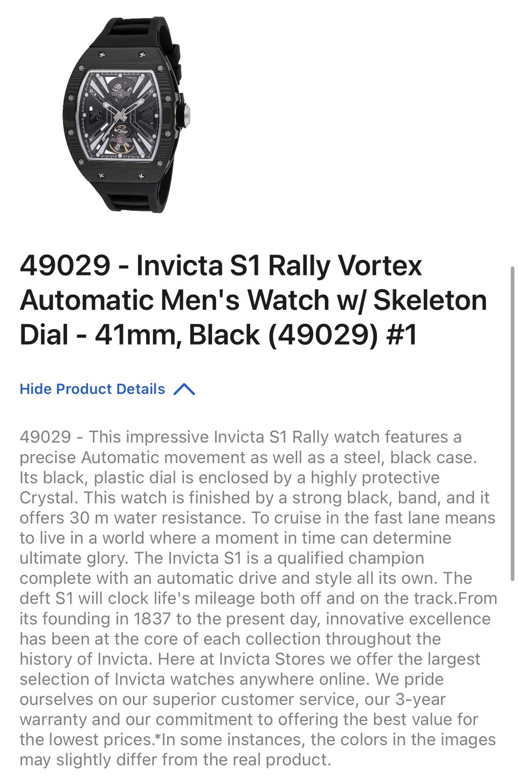 🔥Invicta S1 Rally AUTOMATIC 41mm RallyVortex Skeleton Dial Men’s Watch 49029