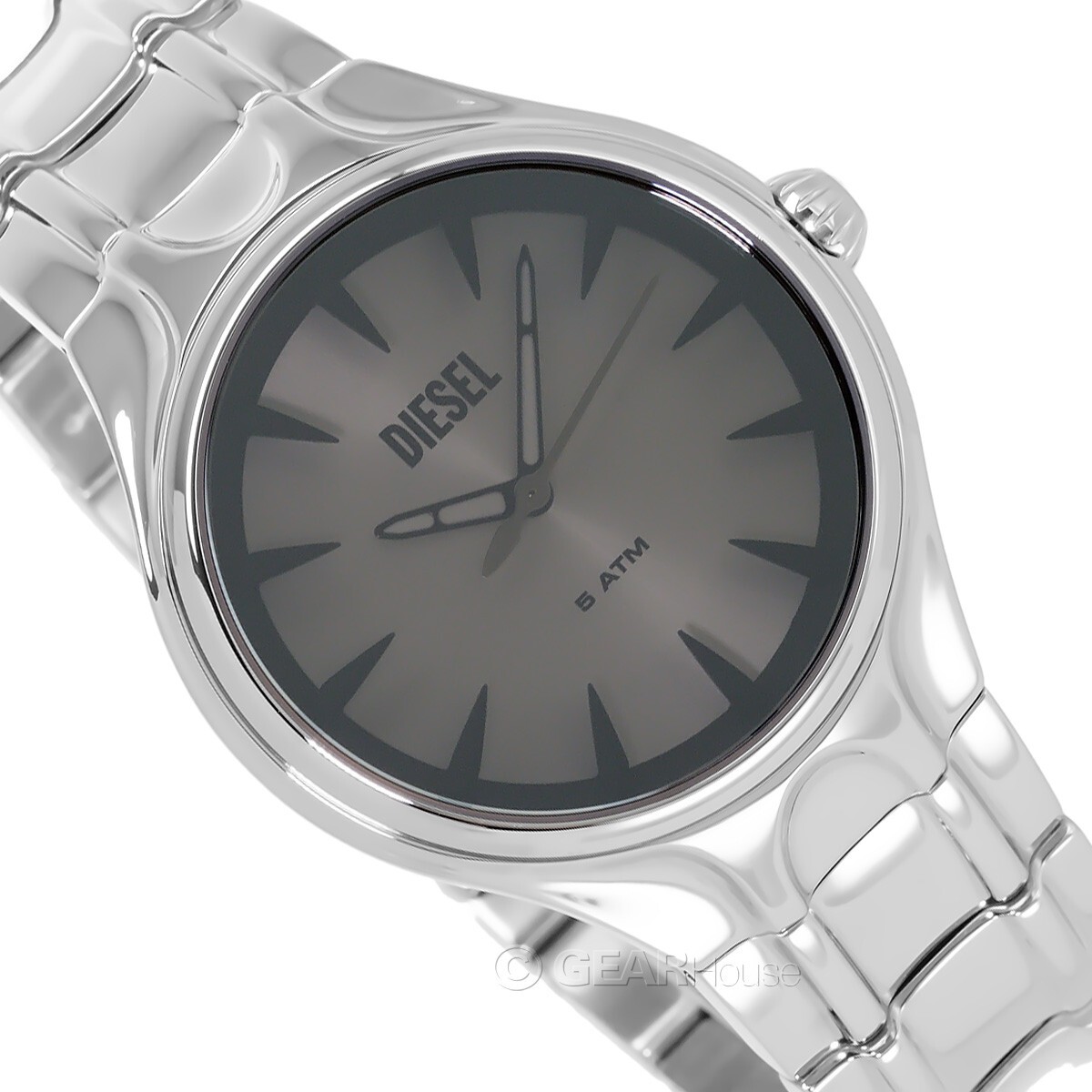 DIESEL Metamorph Streamline Mens Watch, Chrome Silver Stainless Steel, Gray Dial