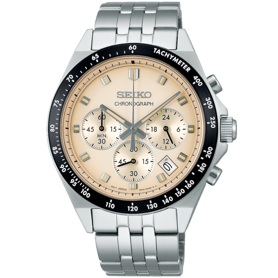 SEIKO SELECTION SBTR045 Stainless Steel Chronograph Quartz Watch Ivory Dial 41mm