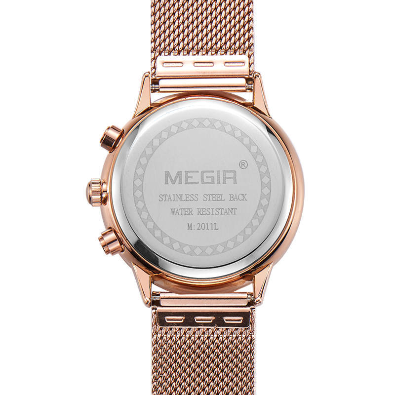MEGIR Brand Luxury Women Watches Mesh Band Quartz Ladies Chronograph Wristwatch