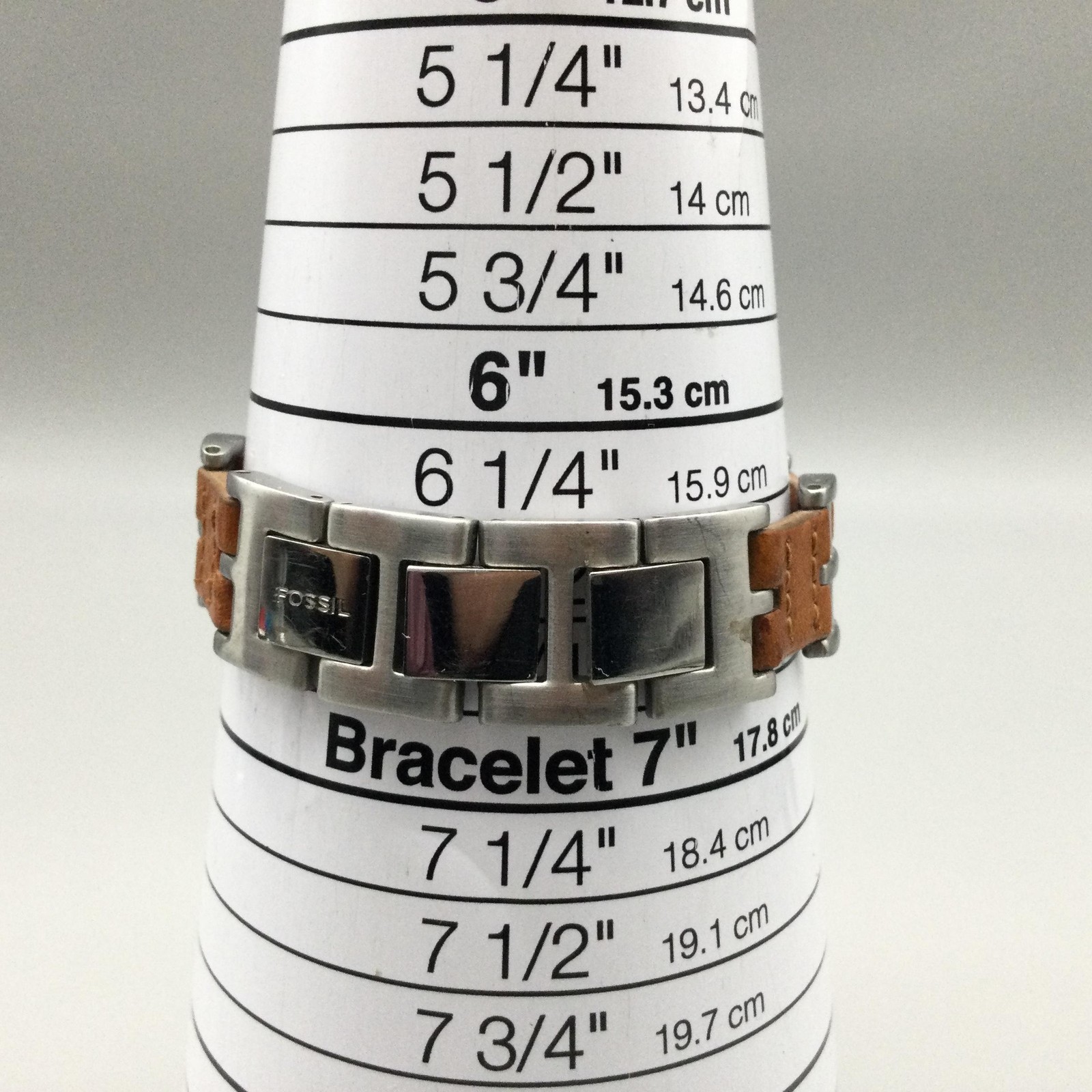 Fossil Womens Watch 18mm Silver Tone Tan Leather ES-9233 New Battery 6.75″
