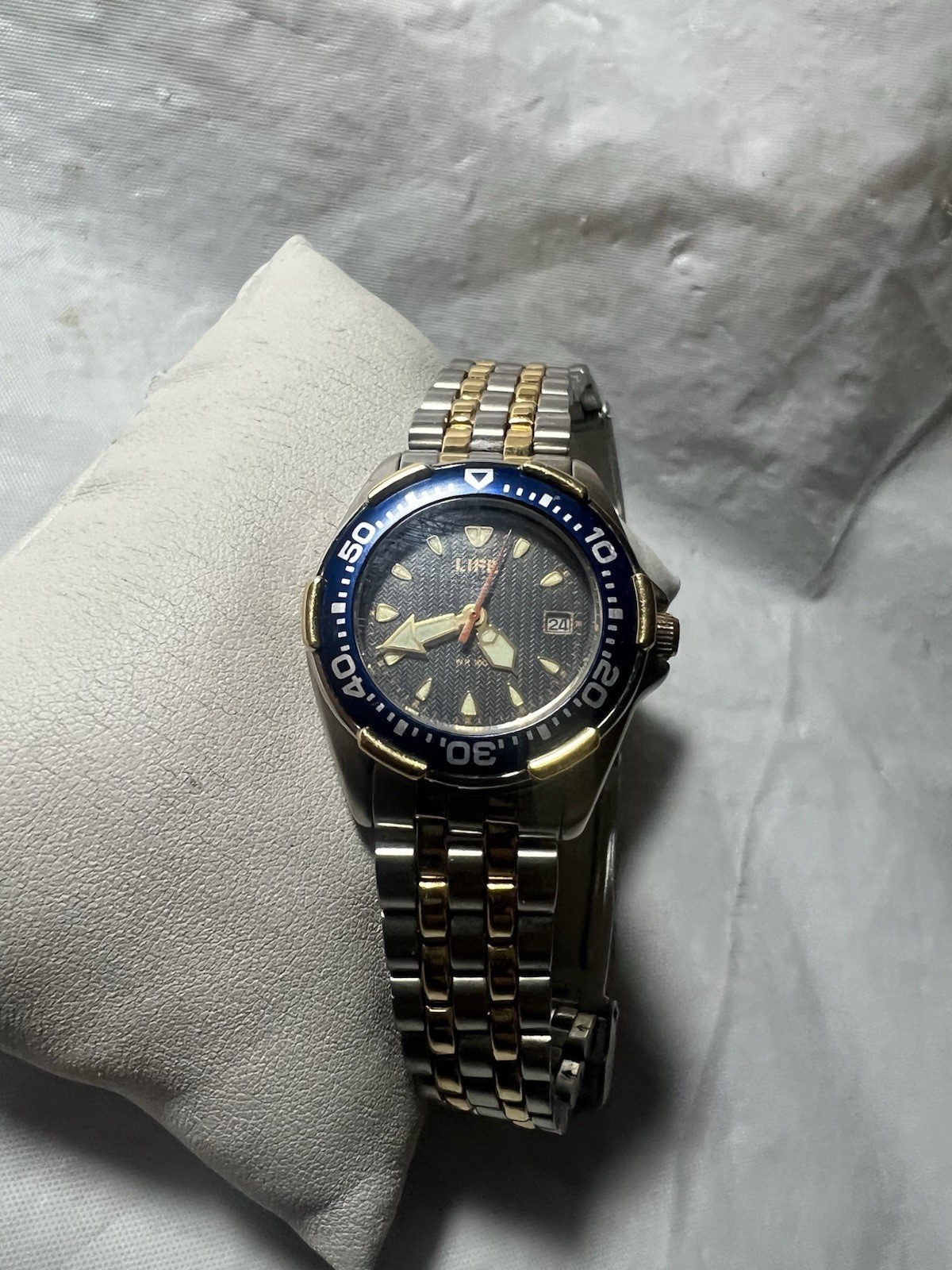 LIFE, Classic design navy blue, date, rotating bezel,Super Luminous,WR50M,St/Ste