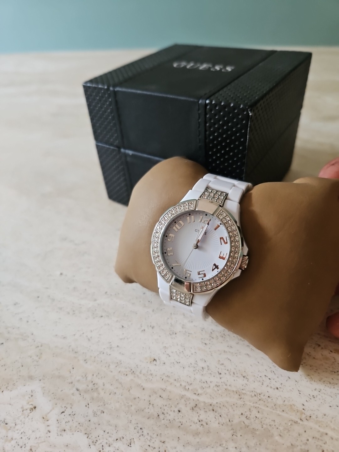 Women’s White Dial With Crystal Rhinestones Polycarbonate W/Original Box