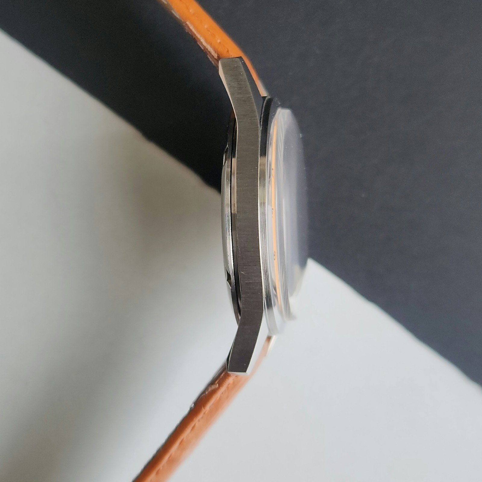 Vintage HMT Janata Kannada Orange Face Mechanical Hand Winding Wrist Watch A49