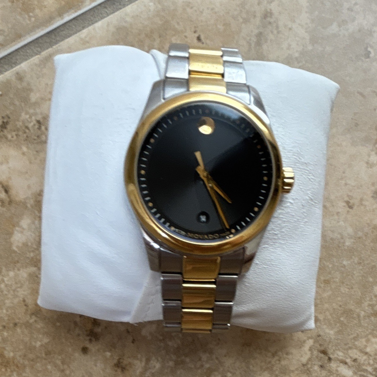 Movado Museum Two-Tone Stainless Steel Bracelet Watch Black Dial Quartz 30m