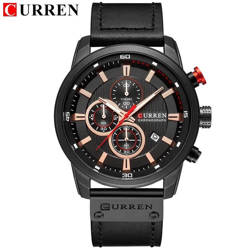 CURREN Men Watches Brand Male Leather Watch Chronograph Date Business Wristwatch