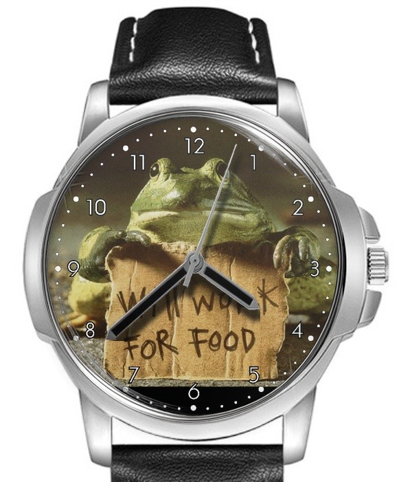Funny Frog Showing Will Work For Food Leather Strap Big Dial Gift Wrist Watch
