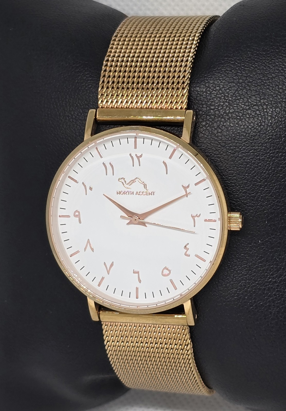 Unisex North Accent Classic Arabic Numerals Rose Gold Mesh Band Watch 13