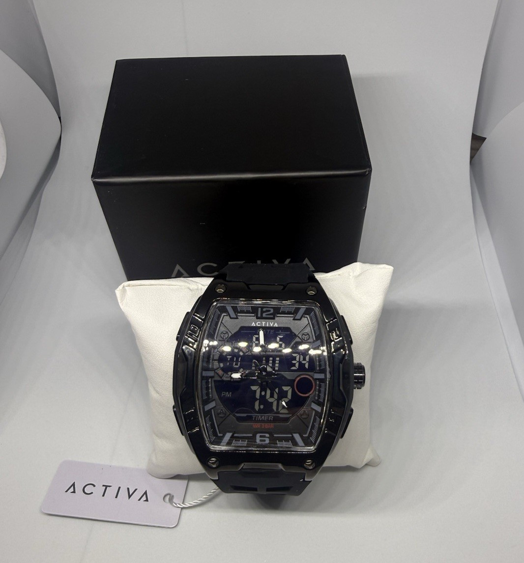 Activa Men’s Digital Sport Watch – 45mm, Black Quartz, Chronograph, Box