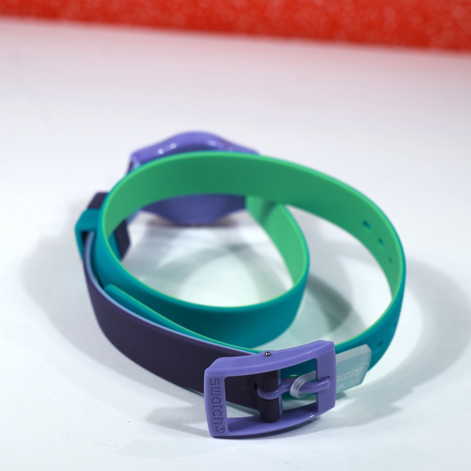 New Swatch Swiss LV117 Fun In Blue Wrap Around 25MM Green Blue Purple Reversible