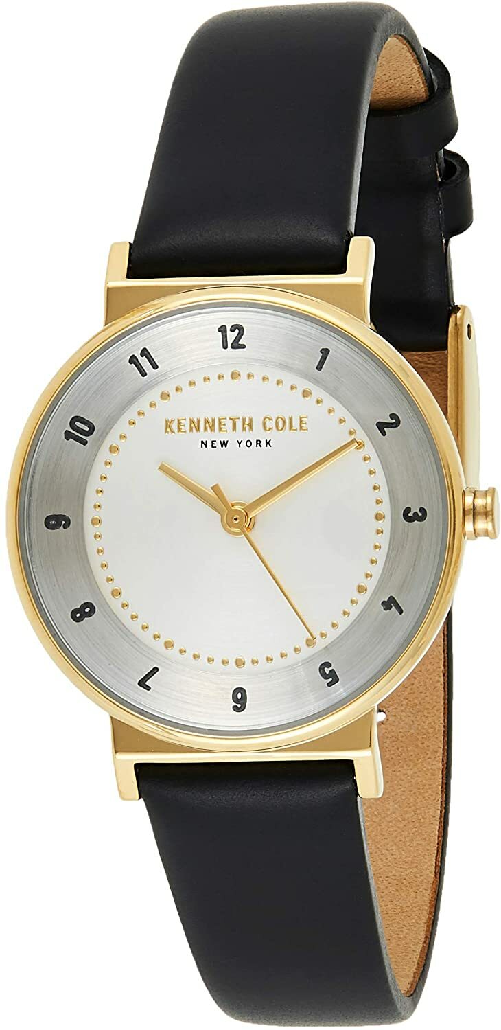 KENNETH COLE KC50077002,Women’s Dress,Stainless Case,Gold-Tone,Black Strap,30m