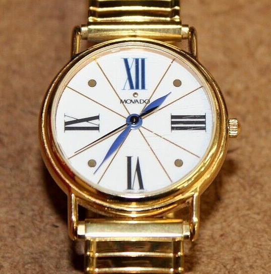 Movado ESQ Gold Plated Women’s Quartz Watch w/ Rare White Numeric Dial [033WEI]