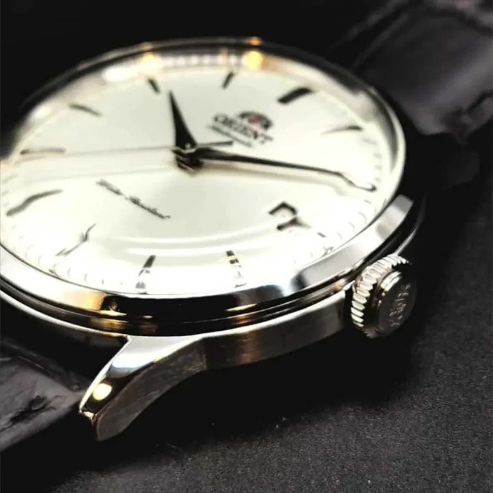 Orient Bambino Mens Automatic Watch RA-AC0M03S30B 38mm White Dial Leather 30M