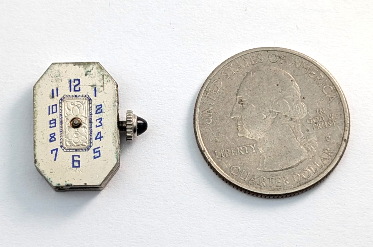 Antique ABRA 17 Jewels Art Deco Ladies 13mm Swiss Watch Movement PARTS or REPAIR