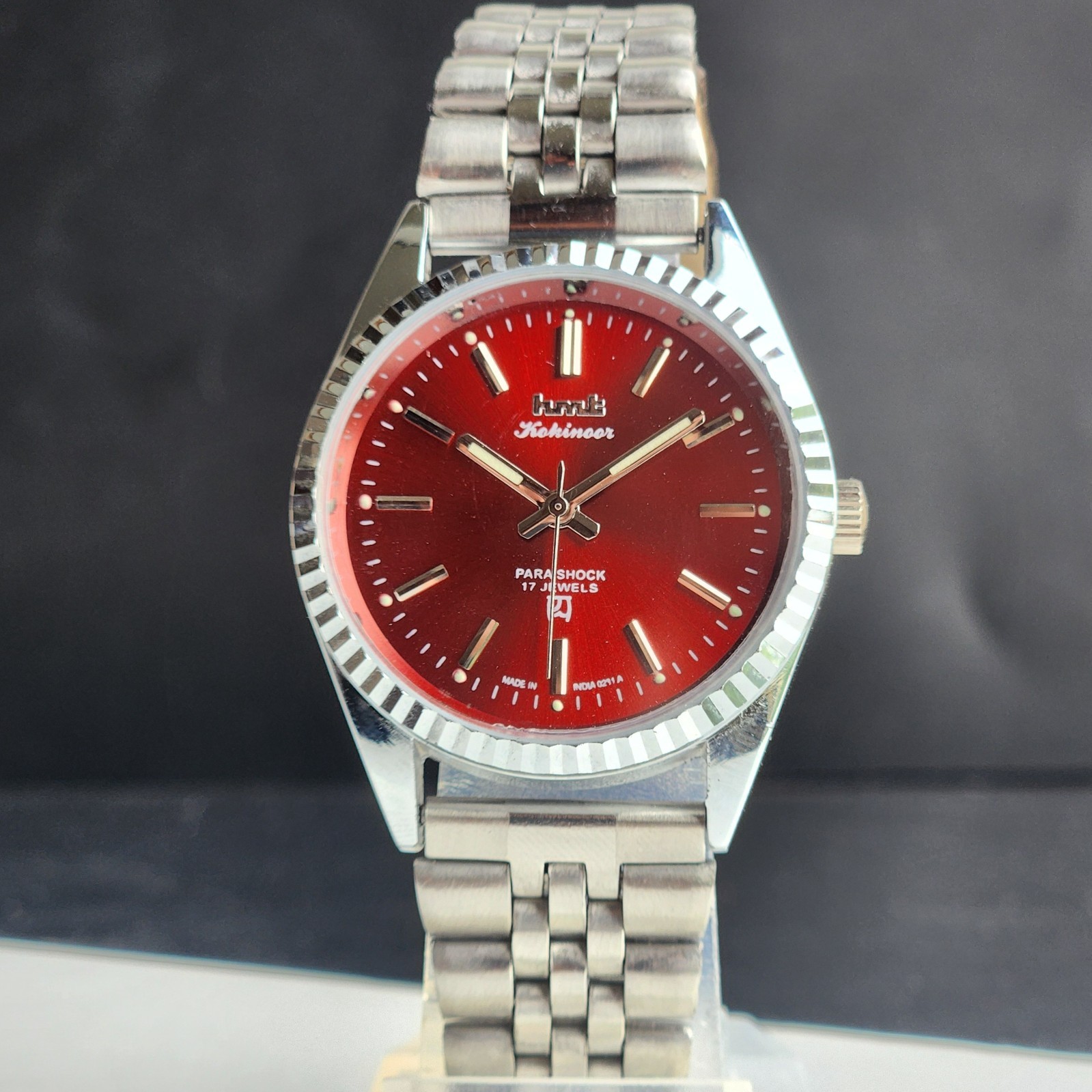 Vintage HMT Kohinoor Fluted Bezel Mechanical Hand Winding Wrist Watch A23