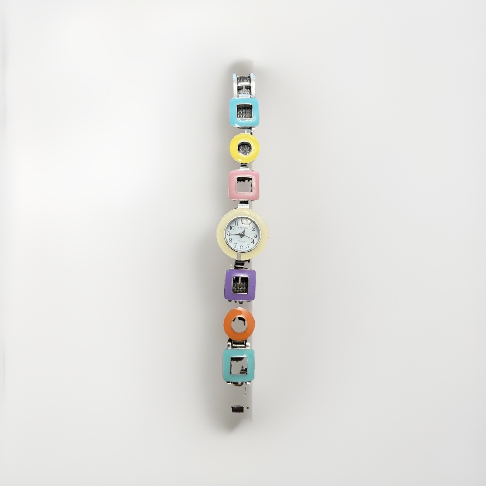 Wincci Multicolored Enamel Geometric Ladies Watch With New Battery