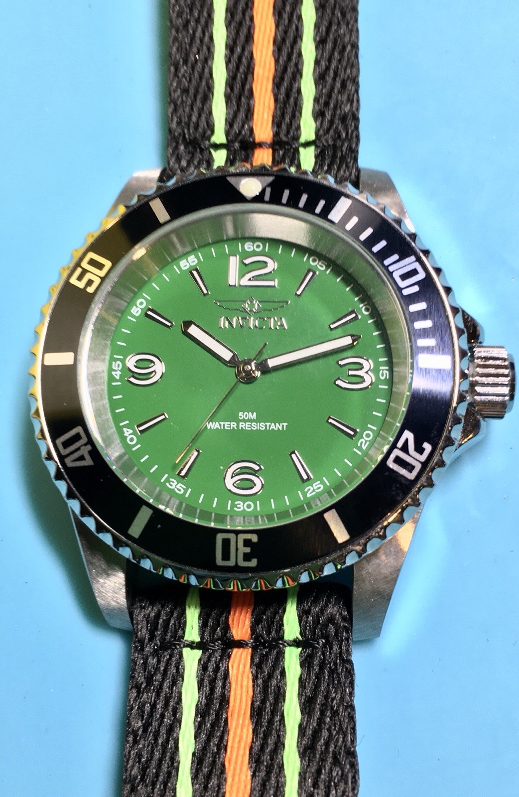 INVICTA PRO DIVER GREEN FATHOMS STYLE NO DATE ALPHA NUMERIC 40MM QUARTZ CUSTOM