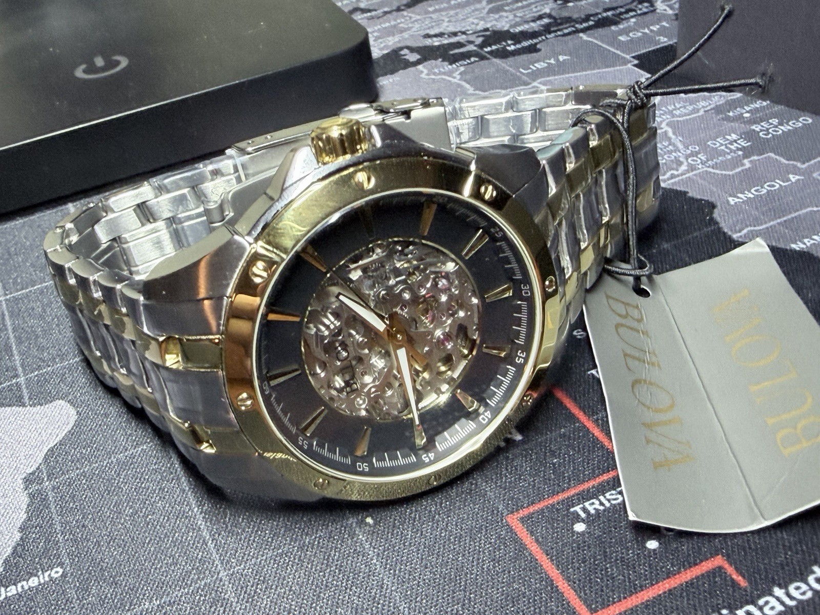 Bulova Automatic two tone Watch 43 MM 98A146 authentic