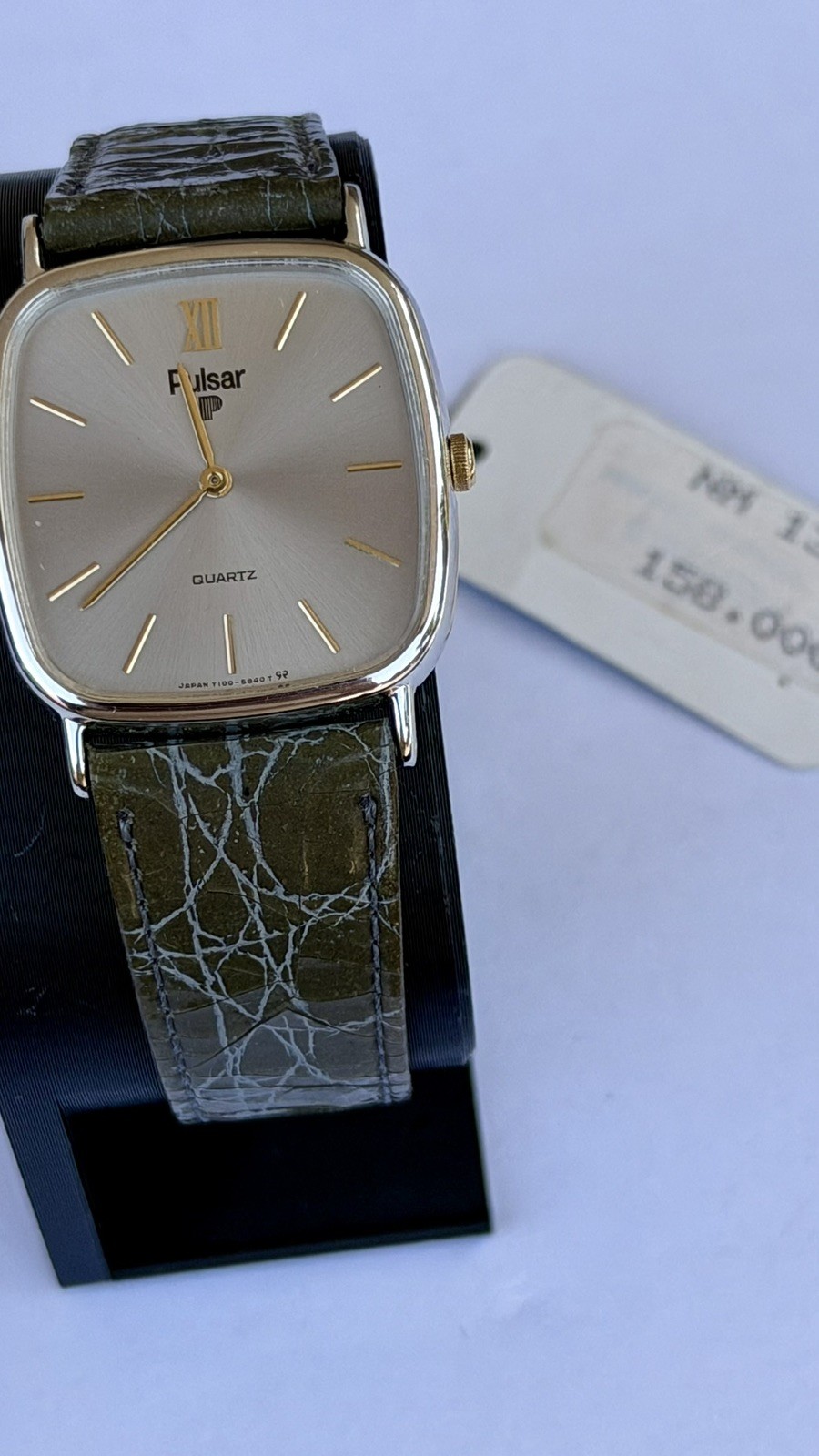 Pulsar V329-6030 Quartz NOS 28x30mm Gold Tone Vintage 1980s Seiko Japan Rare