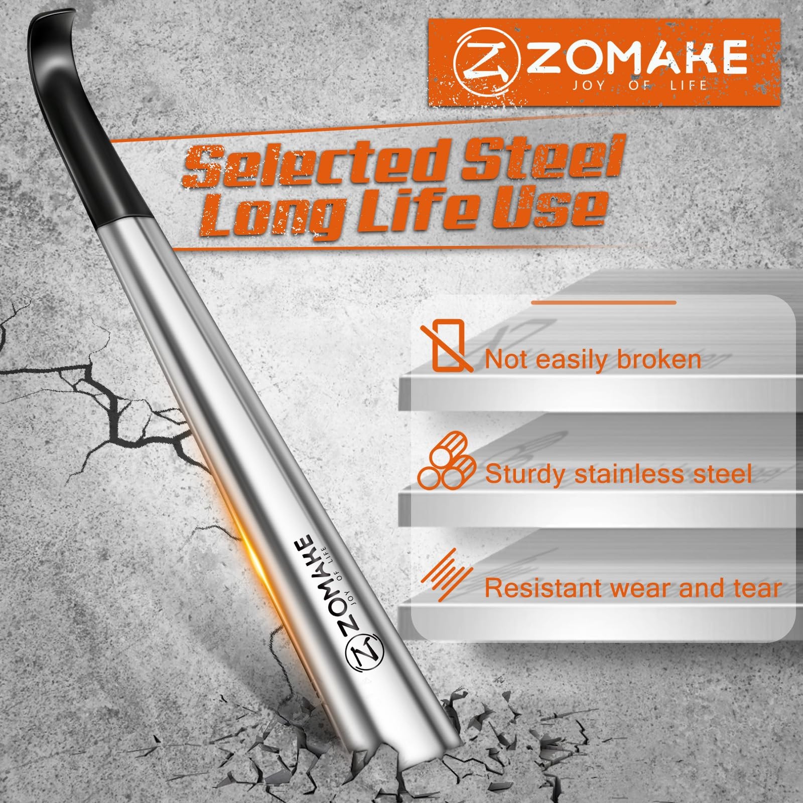 ZOMAKE Shoe Horn Long Handle for Seniors Men Women,Metal Long Shoehorn Boot Horn