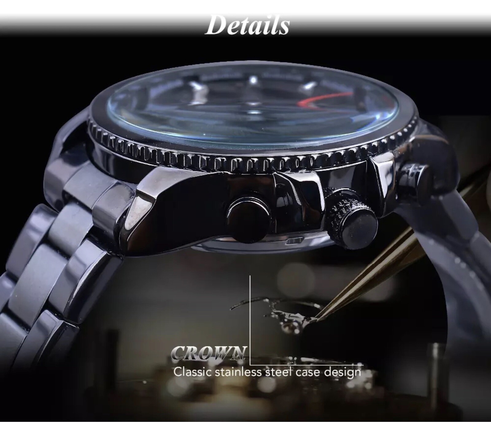 Big Self Winding Sport Watch. Day Month Date Waterproof Mens Watch Great Gift