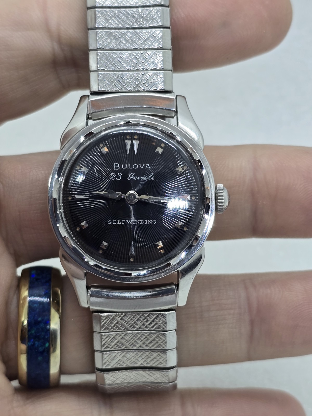 1959 Vintage Bulova 23 Jewel Automatic Black Sunburst Dial! Fully Serviced.