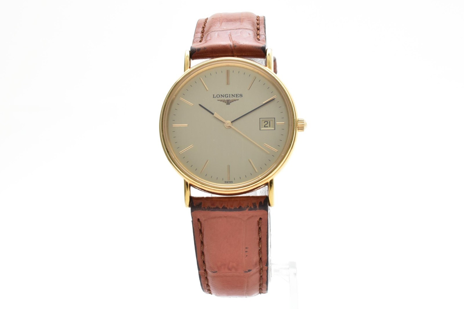 ▶️ LONGINES Grandes Classiques L4.720.2 Quartz Gold Date 33mm Men’s Watch Swiss