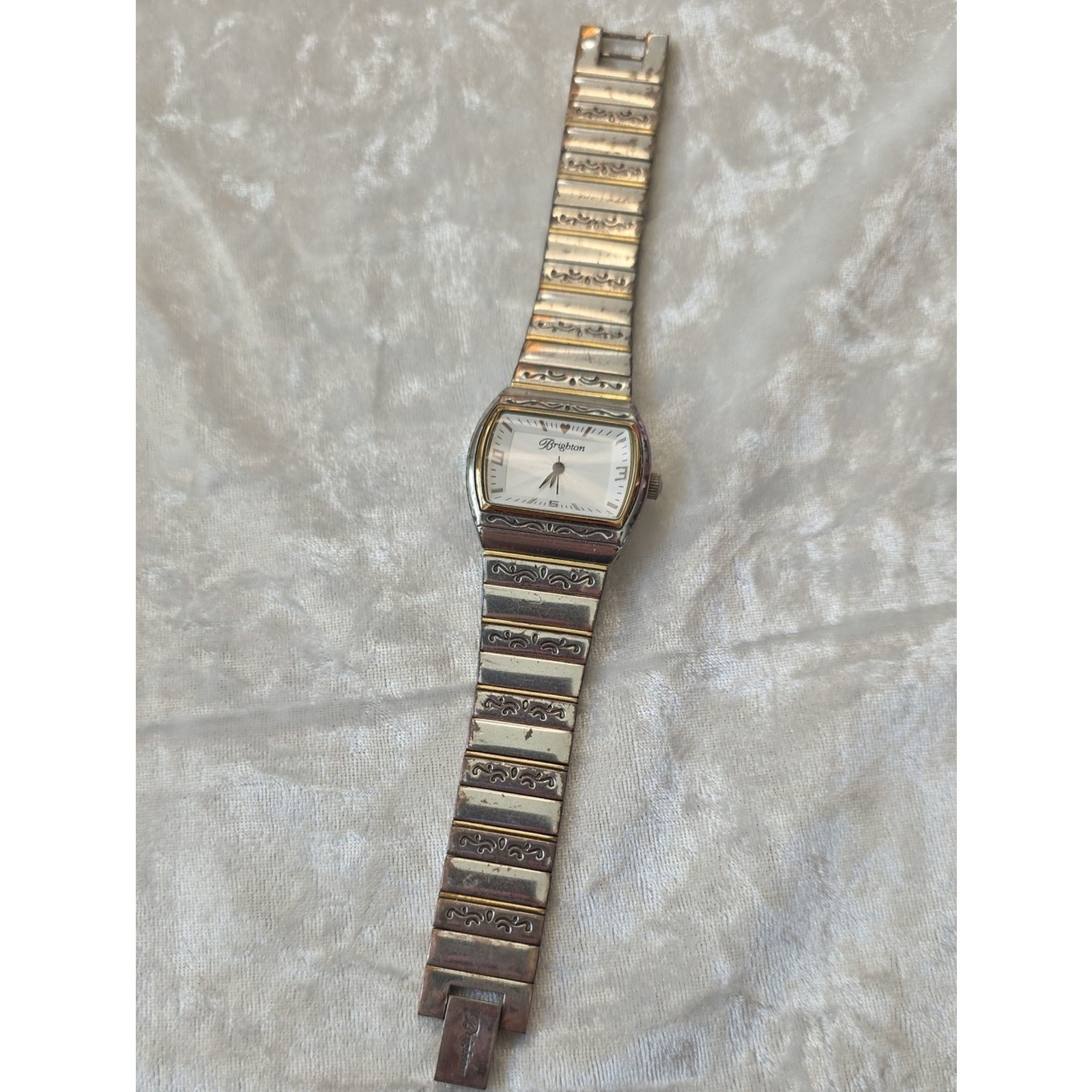 Brighton Silver and Gold-Tone Etched Bracelet Watch