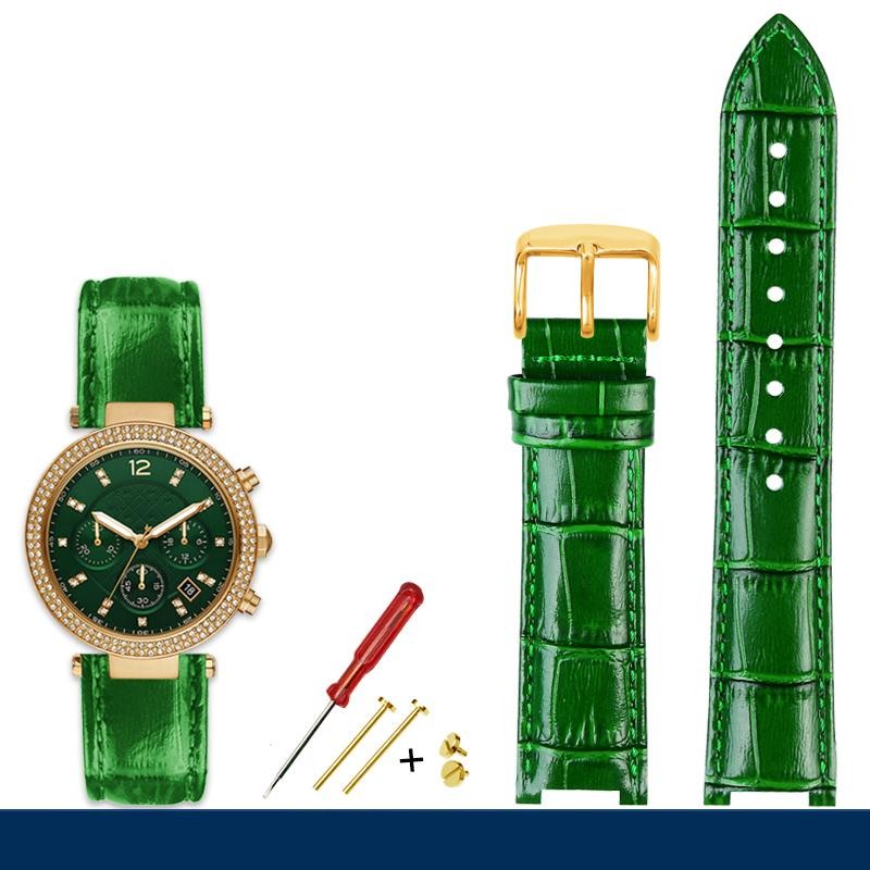 Fashion Notched Cowhide Watch Strap for Michael Kors Watch Mk6985 6986 Mk2425 /