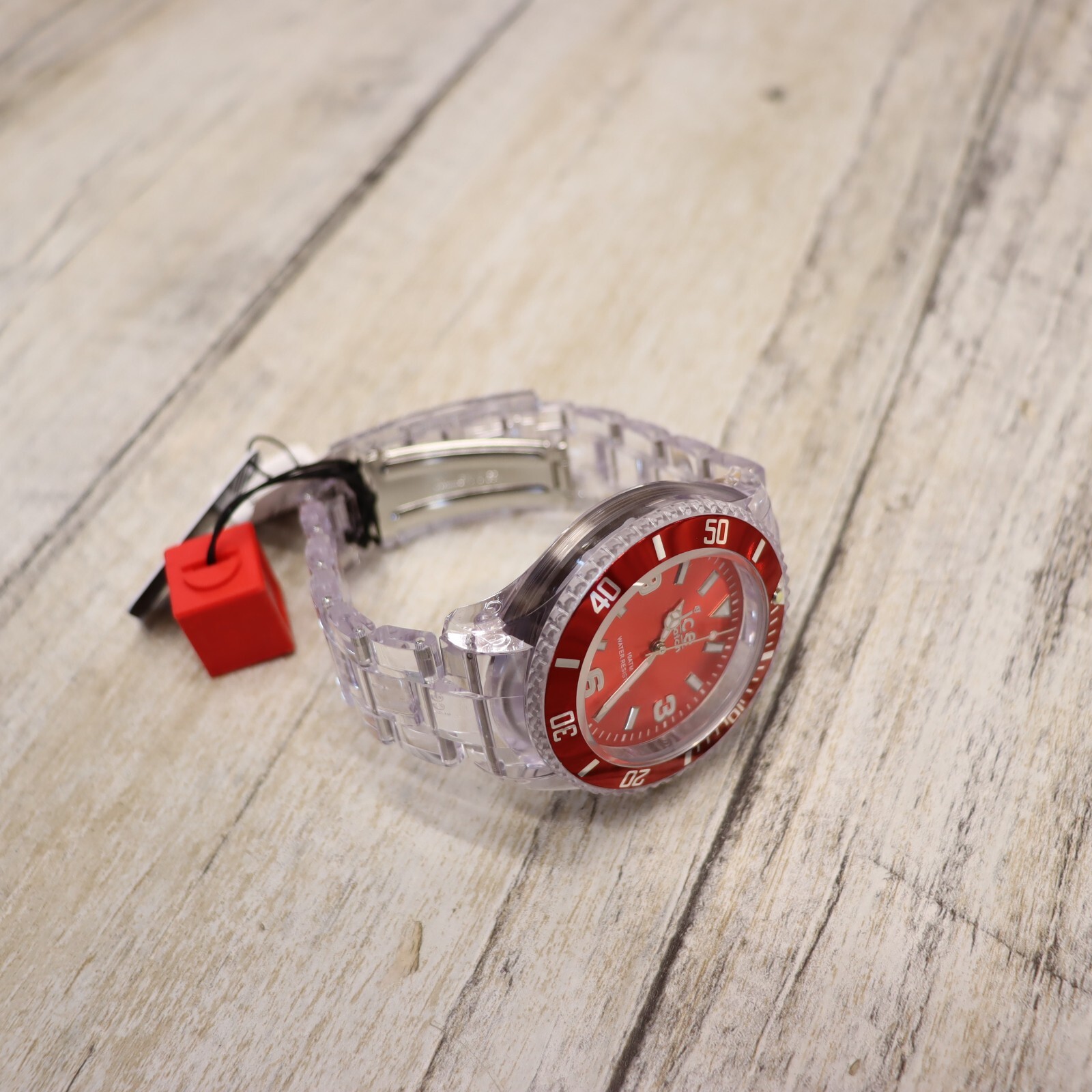 Authentic Ice Watch, Ice Pure Red Dial, 48MM Men’s Quartz Watch, Clear Band, NEW