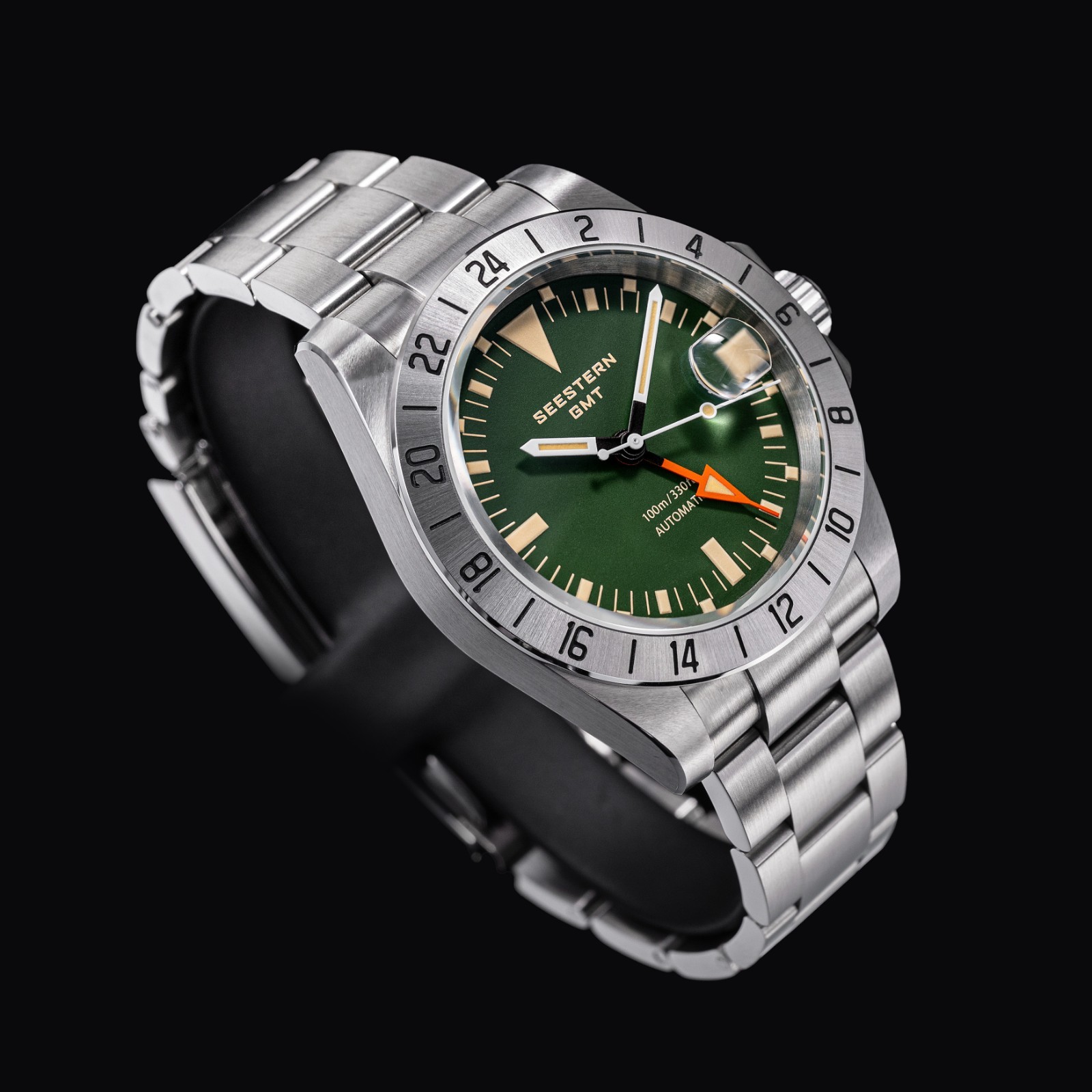 SEESTERN GMT, The Vintage Explorer, Green, NH34, Sapphire, Lume, 100m Diver,BNIB