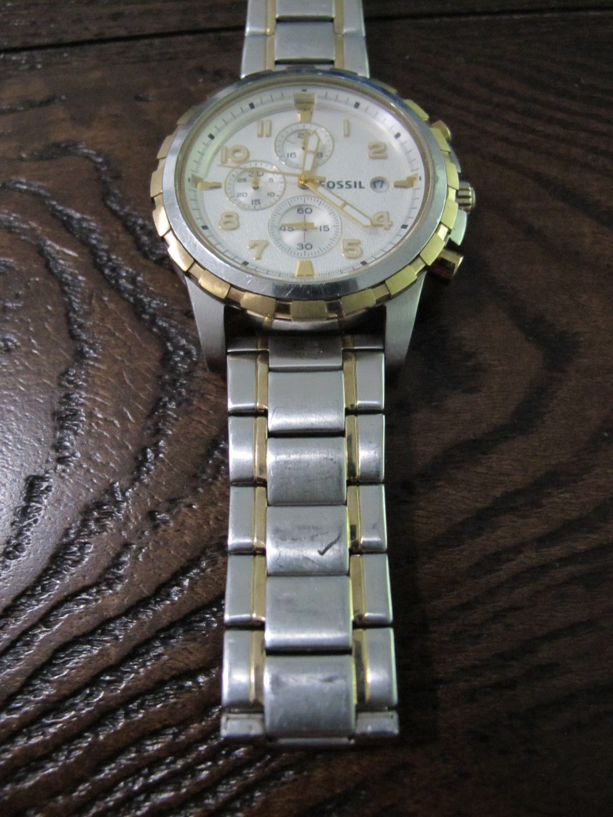Fossil Dean Chronograph Dial Two Tone Steel FS4795IE Quartz 45mm Silver