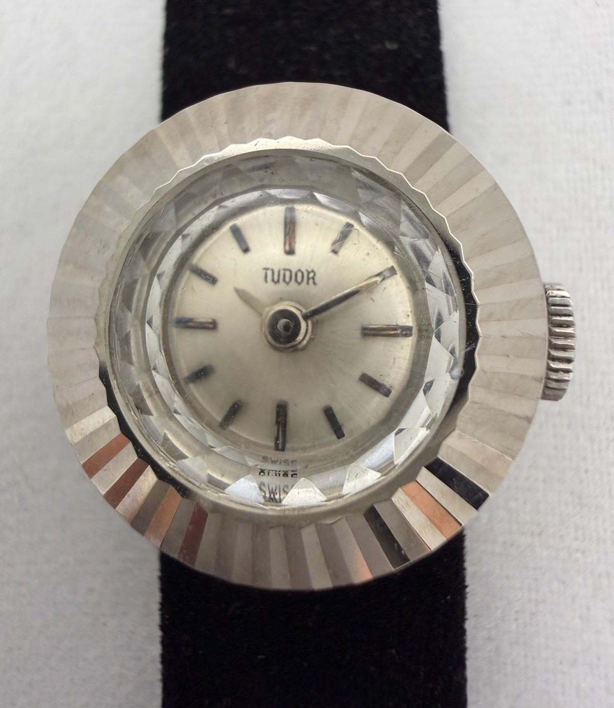 Tudor Chameleon White Gold 18k Gold Watch w ROLEX Crown