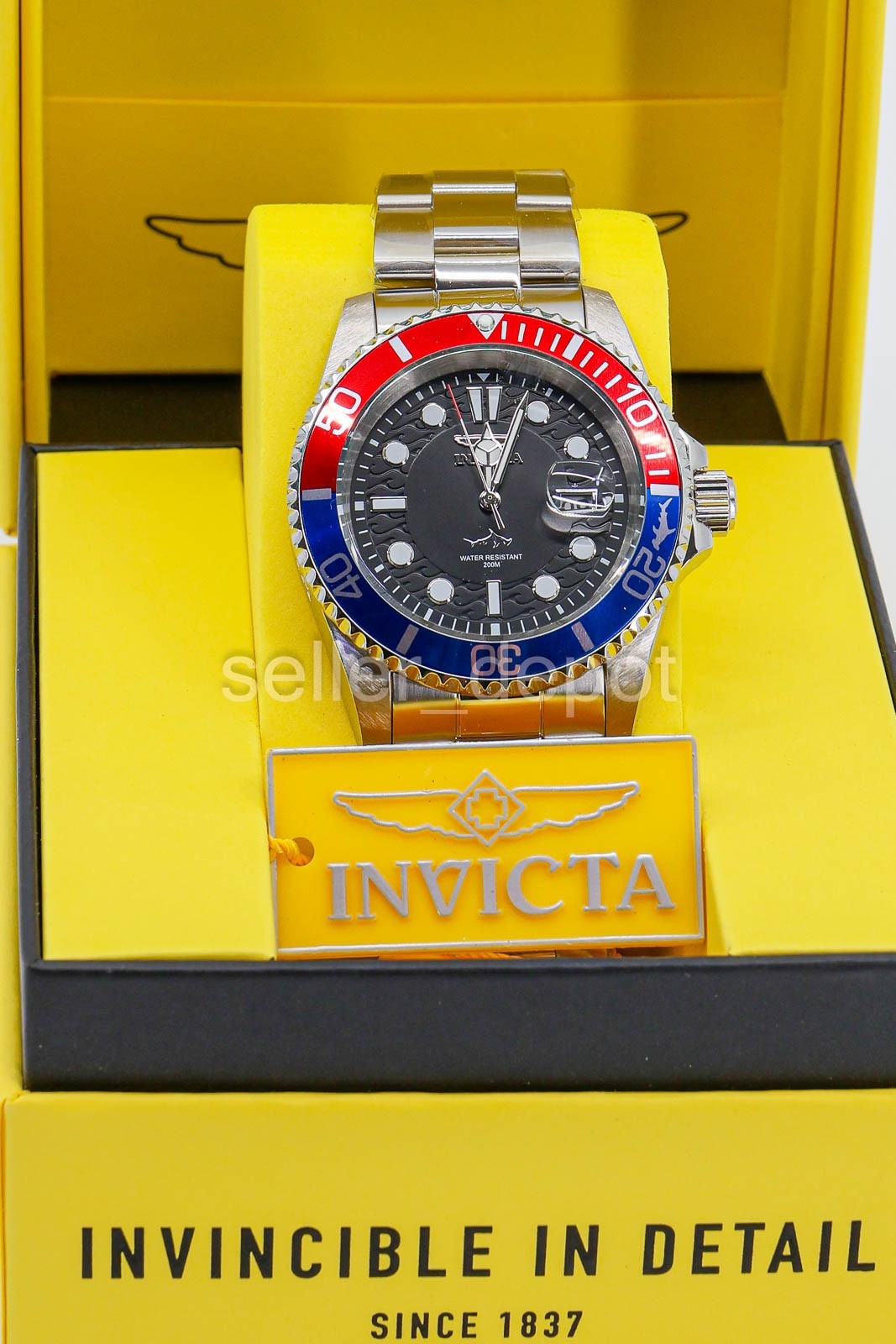 Invicta 50832 Pro Diver Men’s Quartz Watch 42mm Black Dial Pepsi Bezel NEW
