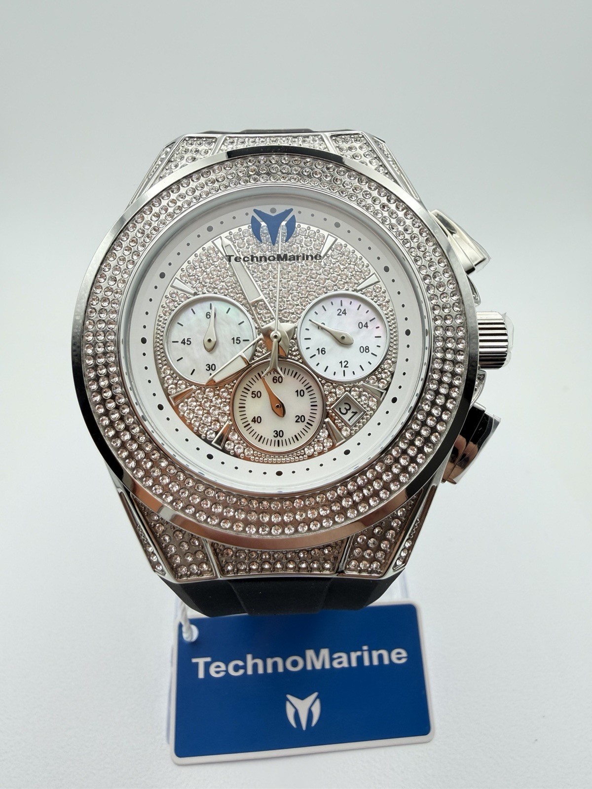 TM-118107-TechnoMarine Cruise Pave 45mm Swiss Ronda Z60 Caliber Women’s Watch.