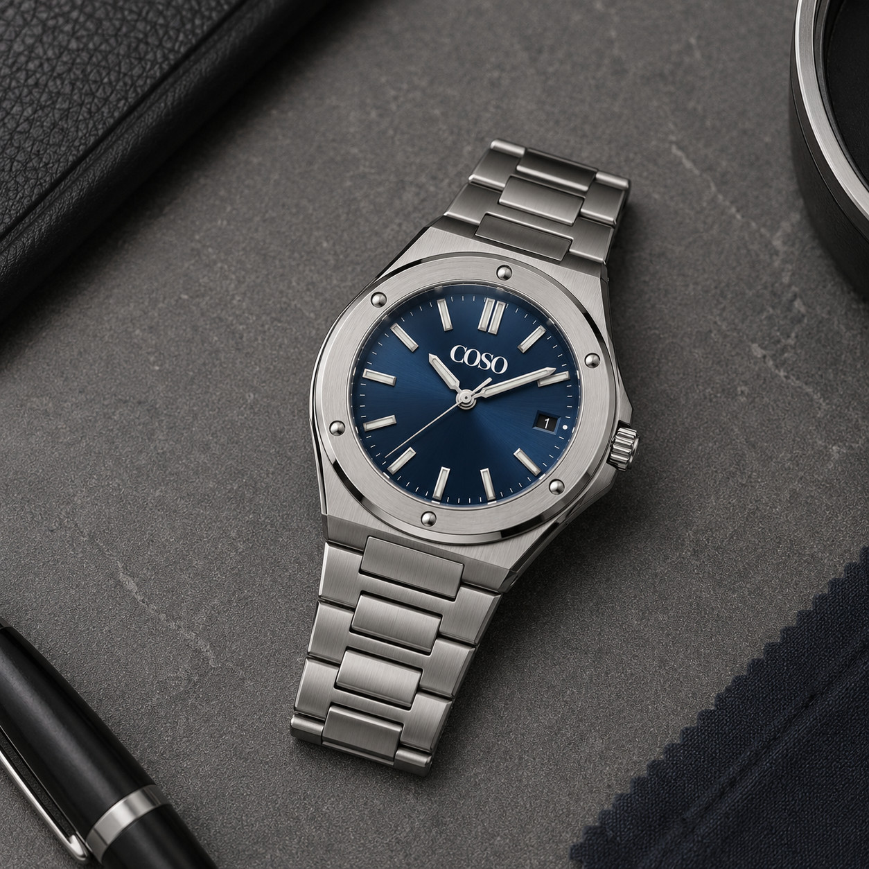 COSO Sterling Handcrafted Luxury Automatic Watch | Deep Blue Dial