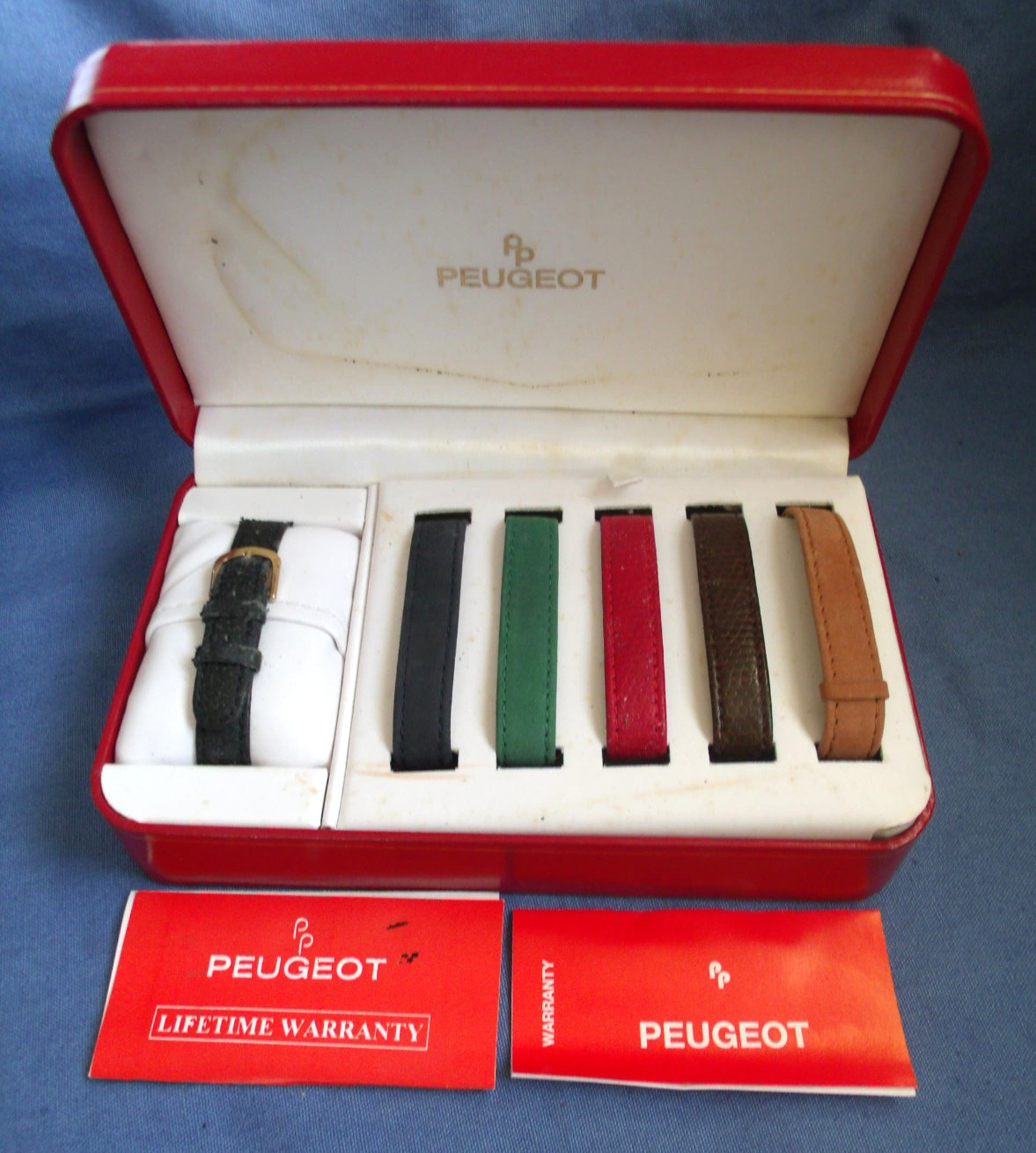 6 PEUGEOT WOMEN’S LOCK BANGLE WATCH Interchangeable Bands In Case – NO WATCH