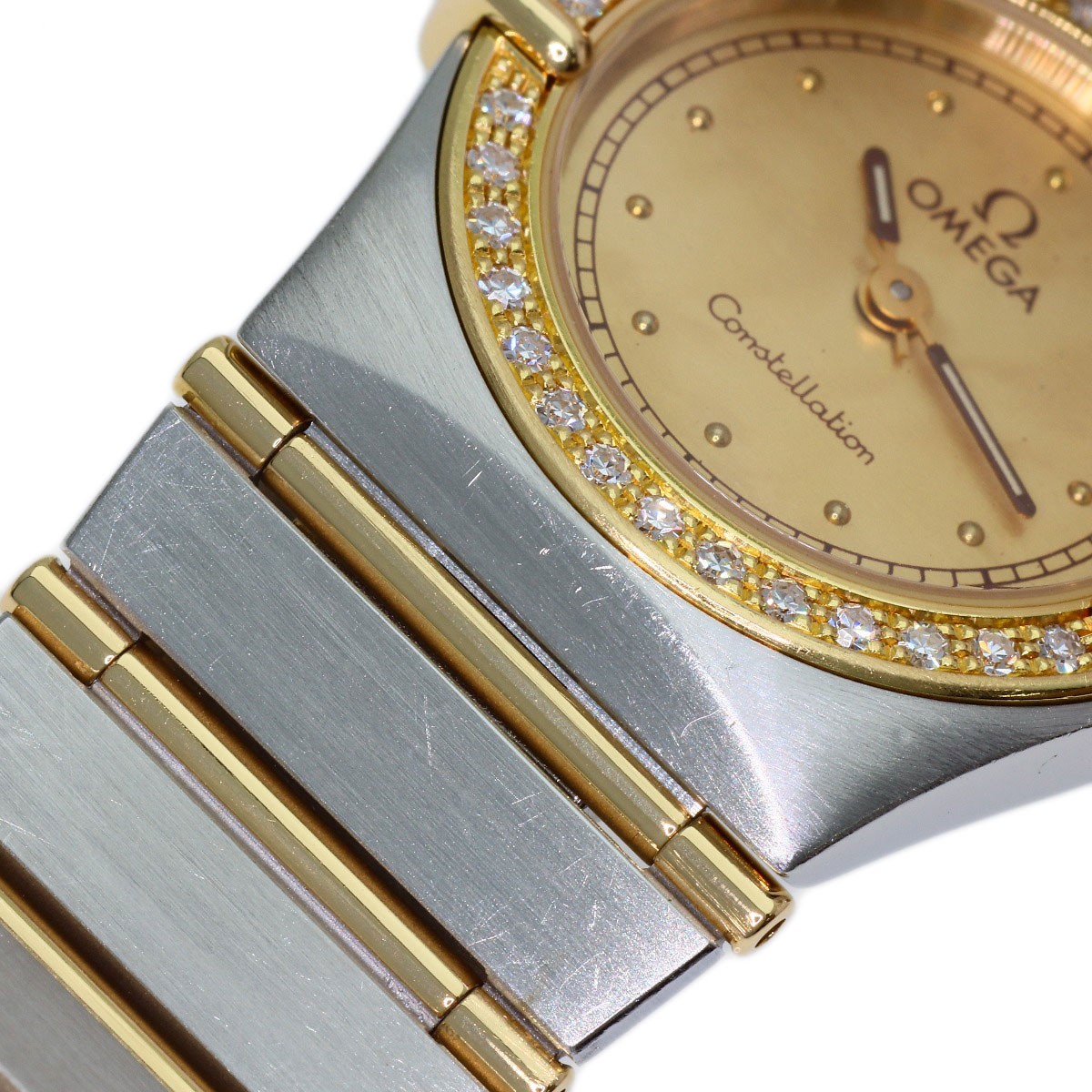 OMEGA Constellation Flat Bezel Diamond Watches Stainless Steel/SSxK18YG Ladies